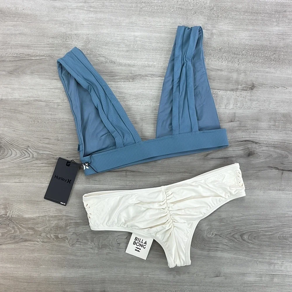 ☀️BILLABONG☀️HURLEY☀️RIB EMB BAND SURF EMBROIDERY BIKINI SET
